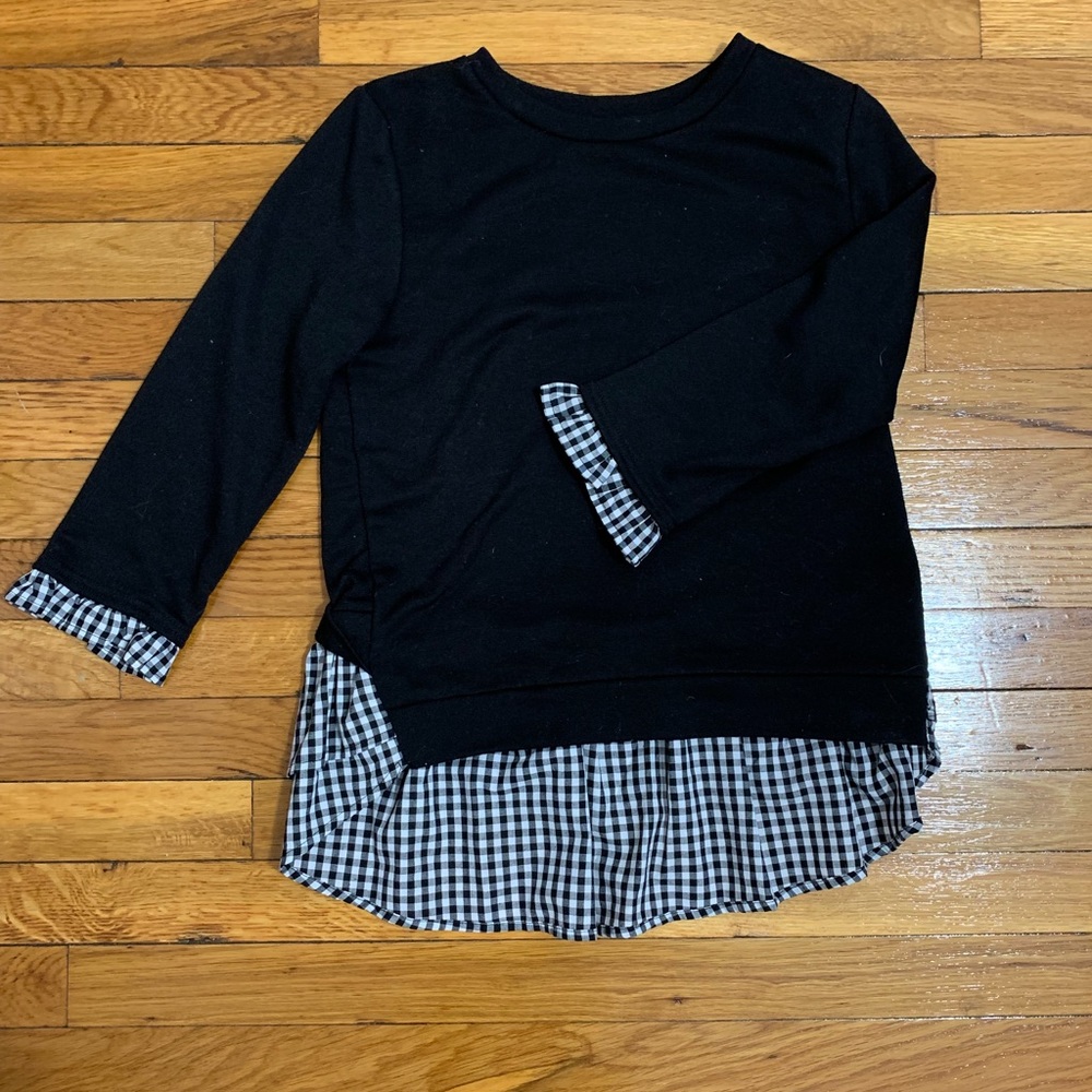 Sweater Shirt W/ Gingham Trim